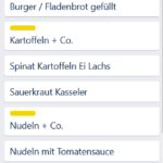 Screenshot Trell Liste mit Wochentagen