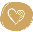 gezeichnetes Herz auf goldenem Kreis